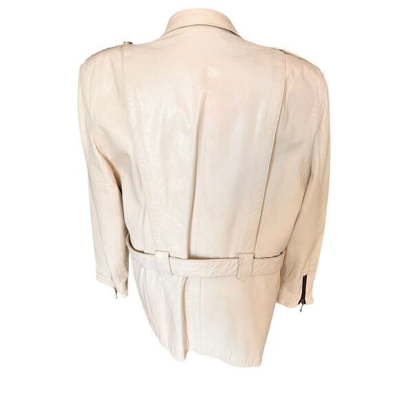 VINTAGE Romano by Red Kid USA Womens Jacket Leather White Mid Length M/L - Picture 10 of 11